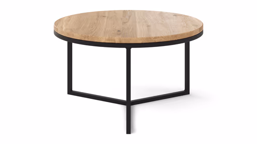 Couchtisch Joan 2- LBH ca. 58x58x33 cm, Asteiche massiv, Gestell schwarz