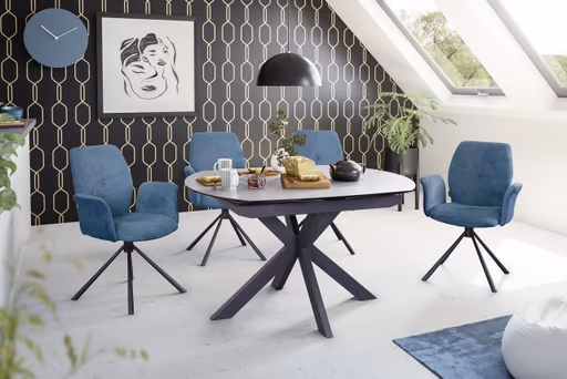 Armlehnstuhl MANOA - drehbar, Stoff, Petrol