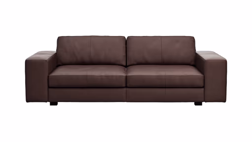 Sofa Aprino 1 - 3,5-Sitzer L, Dickleder, Dunkelbraun, Armlehne Block breit