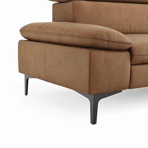 Sofa Felipa - 3-Sitzer inkl. Kopfteil verstellbar, Leder, Cognac