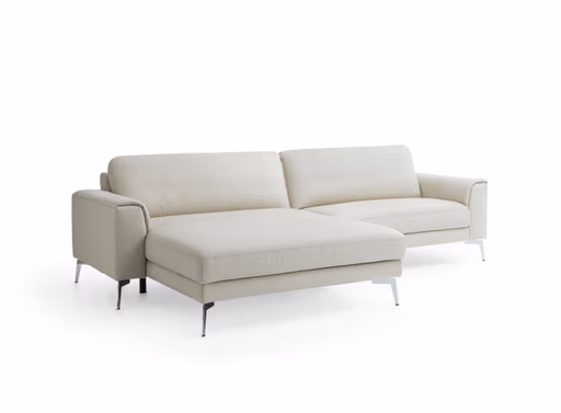 Ecksofa Enna - Longchair Links mit 1,5-Sitzer inklusive Relaxfunktion (motorisch), Leder, Ecru