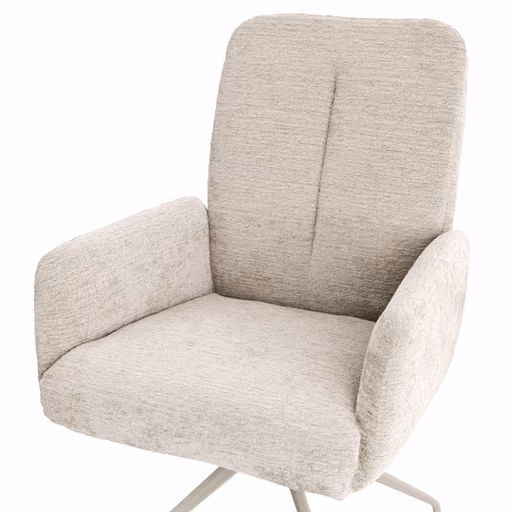 Armlehnstuhl Evania - Dreh und Relax-Funktion, hoher Rücken, Stoff, Ecru