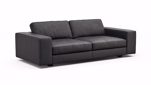 Sofa Aprino 1 - 3,5-Sitzer L, Dickleder, Schwarz, Armlehne Block breit