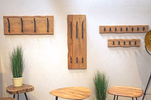 Wandgarderobe - B ca. 90 cm, Akazie, Schwarz