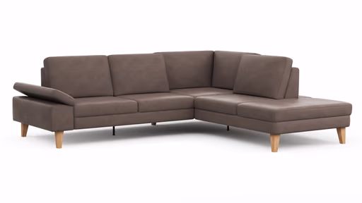 Ecksofa Houston - 2,5-Sitzer, Eckelement und 1-Sitzer mit Abschlussteil rechts,  inkl. Sitztiefenverstellung und Armlehne klappbar, Leder, Dunkelbraun