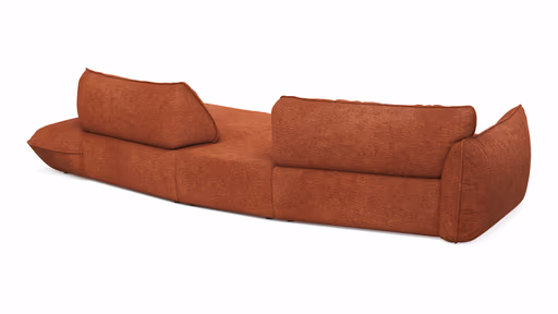 Trapezsofa Fluffy - 2-Sitzer mit Trapezelement und Abschlussteil inkl. Rückenlehne verstellbar, Stoff, Kupfer