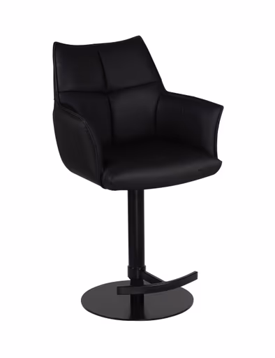 Barhocker MELE - drehbar, höhenverstellbar, Leder, Schwarz