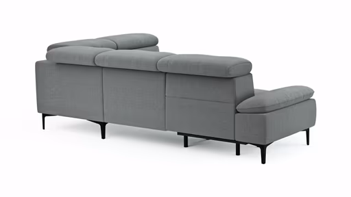 Ecksofa Felipa - 2,5-Sitzer mit Ecke rechts inkl. Armlehne verstellbar und Rückenlehne/Sitztiefe verstellbar (motorisch), Stoff, Grau
