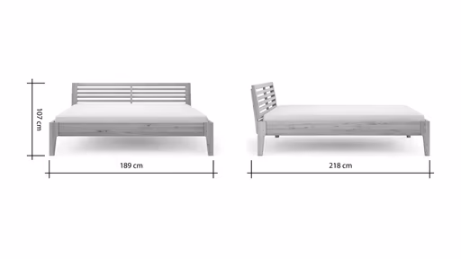 Bettgestell 1660 - Liegefläche ca. 180x200 cm, Kiefer massiv, Weiß