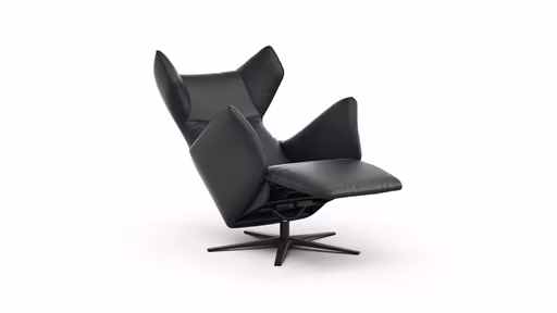 Sessel Noto Relax II - Rückenlehne und Fußteil verstellbar (motorisch), Leder, Schwarz