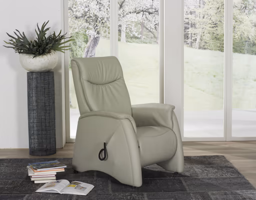 Fernsehsessel - Relaxfunktion (teilmotorisch), Leder, Platin