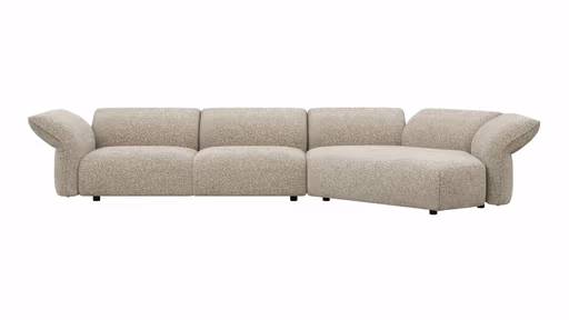 Trapezsofa Motone - 2-Sitzer mit Ecke rechts, Stoff, Beige