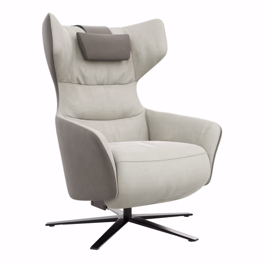 Drehsessel Houston Relax - Größe M, inkl. Relaxfunktion (motorisch), Aufstehhilfe und Kopfstütze, Stoff, außen Taupe/innen Natur