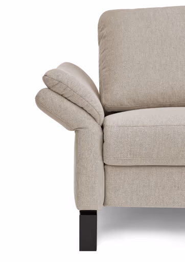 Ecksofa CALM PREMIUM 2.0 - Longchair links mit 3-Sitzer, Relaxfunktion motorisch, Armlehne verstellbar, Stoff, Sand