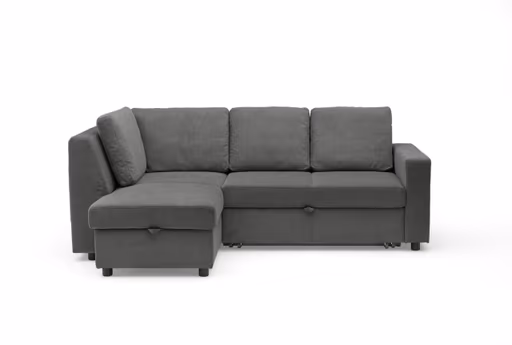 Ecksofa PRO FLEXX - Ecke links, 2-Sitzer inkl. Schlaffunktion und Bettkasten, Stoff, Steingrau
