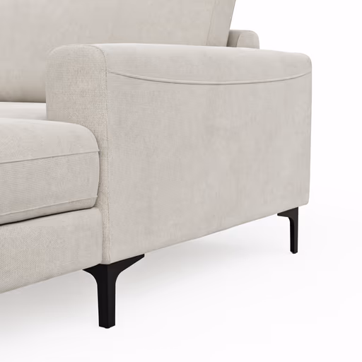 Wohnlandschaft Oviedo - Ecke links mit 2-Sitzer und Longchair rechts, Stoff, Natur