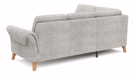 Ecksofa Almyra - Ottomane links mit 2,5-Sitzer, Stoff, Silbergrau