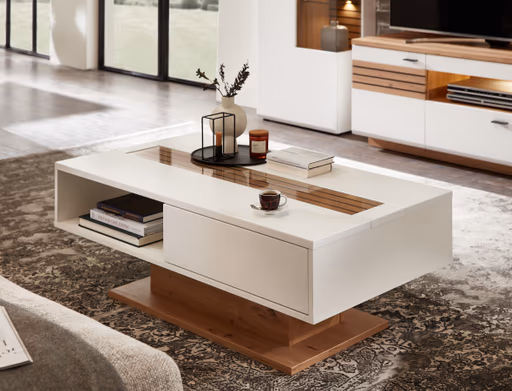 Couchtisch - mit Schubkasten, LBH ca. 120x65x43 cm, Weiß