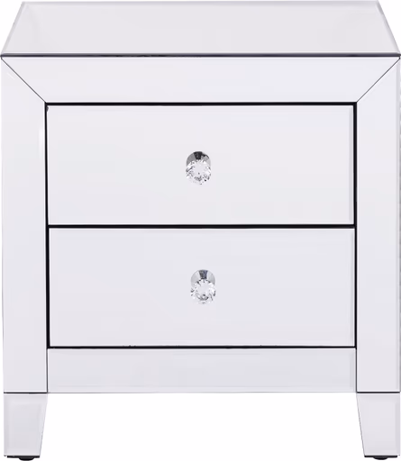 Kommode- Weiß, Lackiert, Glas, Verspiegelt