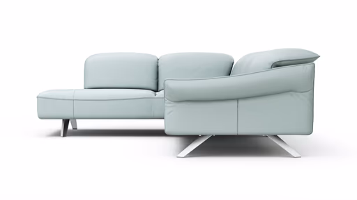 Ecksofa Bormio - Ecke links, 2,5-Sitzer inklusive Kopfteilverstellung, Leder, Jade