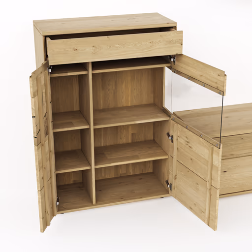 Wohnwand Amora - Wildeiche massiv bianco