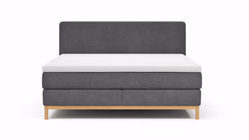 Boxspringbett Odense - Liegefläche ca. 180x200 cm, Stoff, Dunkelgrau