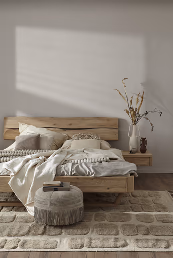 Bettgestell 1660 - Liegefläche ca. 180x200 cm, Wildeiche bianco, sandgestrahlt