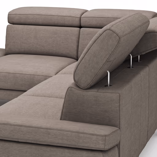 Ecksofa Hudson - Ecke links, 2,5-Sitzer, inkl. Kopfteil verstellbar, Stoff, Khaki