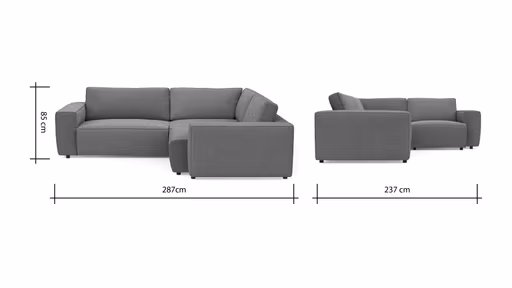Ecksofa Lilaia - 2-Sitzer links, Ecke, 1,5-Sitzer Tief, Stoff, Kaschmir