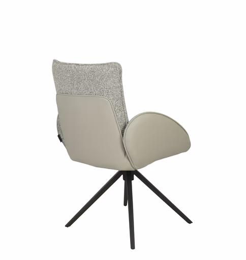 Armlehnstuhl MAURA - drehbar, Stoff, Silberfarben, Latte Macchiato