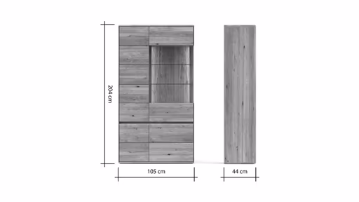 Vitrine Hillsboro - inkl. Beleuchtung, Wildeiche natur, geölt