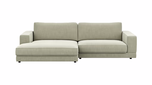 Ecksofa Juni -  Longchair links mit 1,5-Sitzer, Stoff, Lindgrün