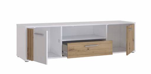 TV-Board FLORISS- Weiß, Eiche Dekor