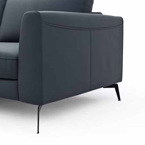 Ecksofa Oviedo - Ecke links mit 2-Sitzer, Leder, Dunkelblau