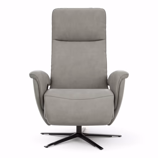 Sessel Tulsa Relax - Größe L, inkl. Maxirücken und Kopf-/Fußteil/Rückenlehne verstellbar, Leder, Graubeige