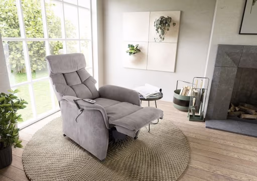 TV-Sessel - Aufstehhilfe, Relaxfunktion, Stoff, Grau