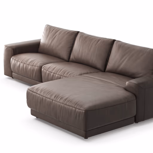 Ecksofa Balok - 2,5-Sitzer mit Longchair groß rechts, Leder, Dunkelbraun