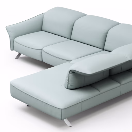 Ecksofa Bormio - 2,5-Sitzer, Ecke rechts, inklusive Kopfteilverstellung, Leder, Jade