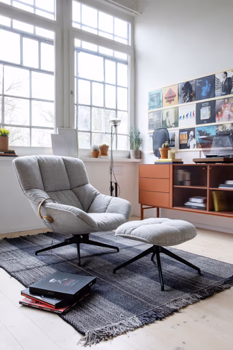 Sessel Unn - Stoff, Hellgrau