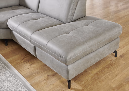  Ecksofa - 2-Sitzer mit Ecke rechts, Stoff, Grau