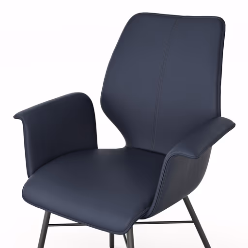 Armlehnstuhl Penthouse - Leder, Dunkelblau, Gestell, Anthrazit, Drehbar