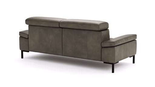 Sofa Hudson - 3-Sitzer, inkl. Kopfteil verstellbar, Leder, Braungrün