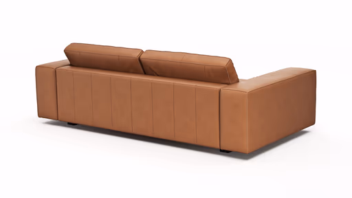 Sofa Aprino 1 - 3,5-Sitzer XL, Dickleder, Cognac, Armlehne Block breit