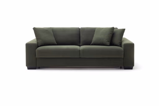 Sofa Nuoro - 3-Sitzer inkl. Schlaffunktion, Stoff, Olivgrün