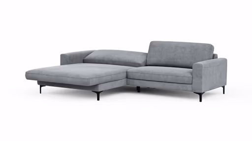 Ecksofa Oviedo - Longchair links mit 1,5-Sitzer inkl. Relaxfunktion (motorisch), Stoff, Grau