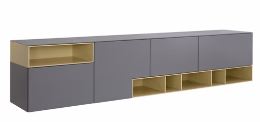 Sideboard 3900 - BHT ca. 260x55x45 cm, Lack, Steingrau