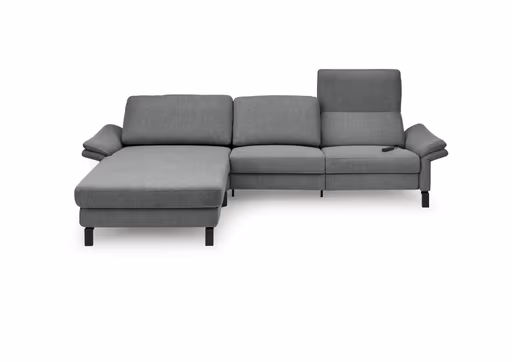 Ecksofa CALM PREMIUM 2.0 - Longchair links mit 3-Sitzer, Relaxfunktion motorisch, Armlehne verstellbar, Stoff, Anthrazit