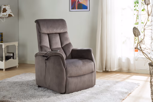 TV-Sessel - Aufstehhilfe, Relaxfunktion, Kopfteilverstellung, Stoff, Grau