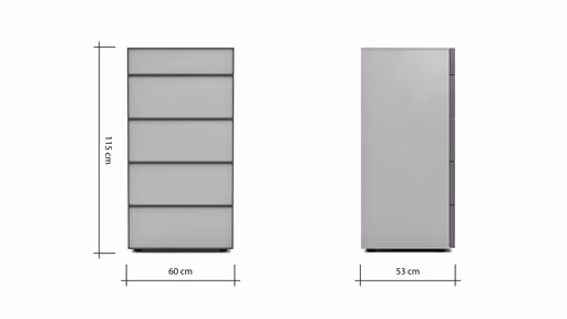 Kommode Loretto - BHT ca. 60x115x53 cm, Lack matt, Anthrazit