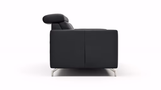 Sofa Paulina - 2,5-Sitzer, Kopfteil verstellbar, Leder, Schwarz